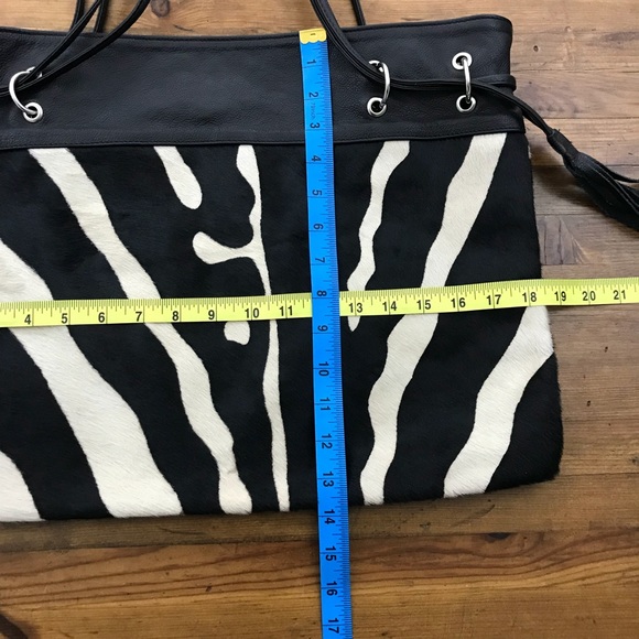 Giannotti Leather & Pony Hair Tote Bag Purse Zebra - Picture 7 of 8